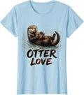 Women's Otter Floating Calm Sea Animal Lover Humor T-Shirt - Baby Blue