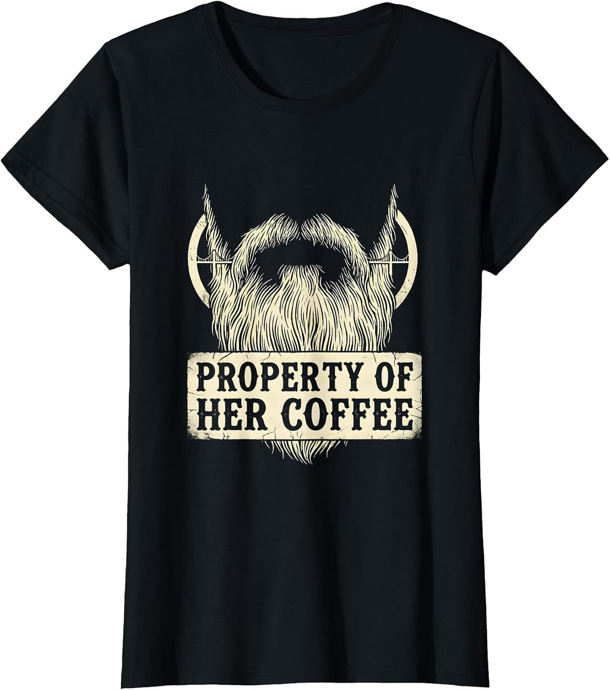 Property Of Her Coffee Boho Western Funny Bearded Husband T-Shirt - Black