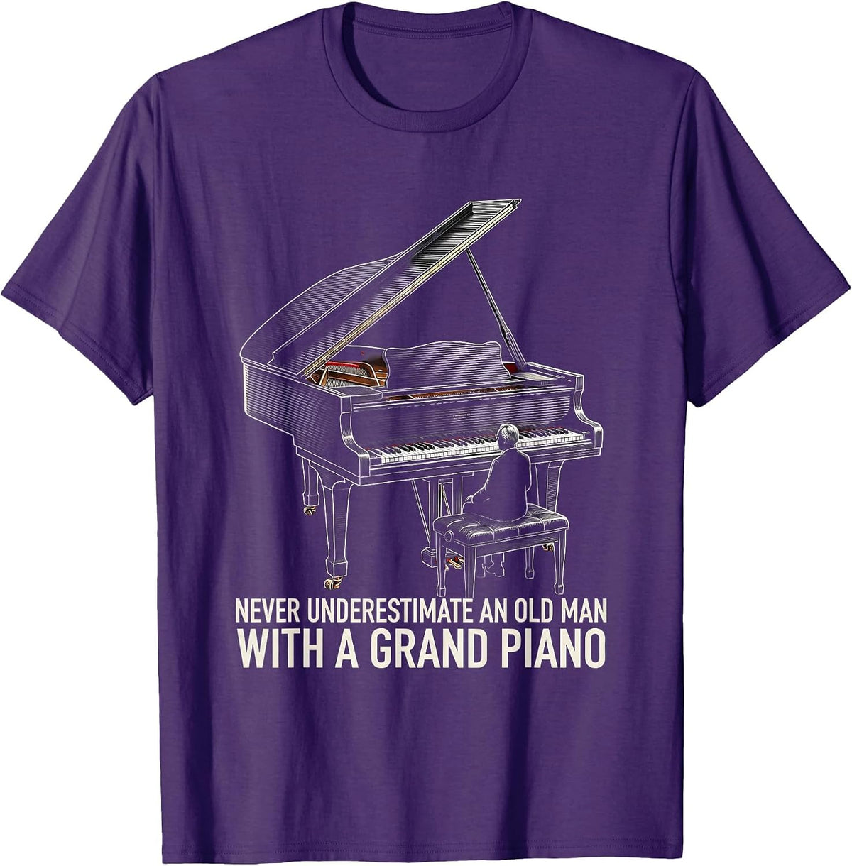 Men's Never Underestimate An Old Man With A Grand Piano Pianist T-Shirt - Purple