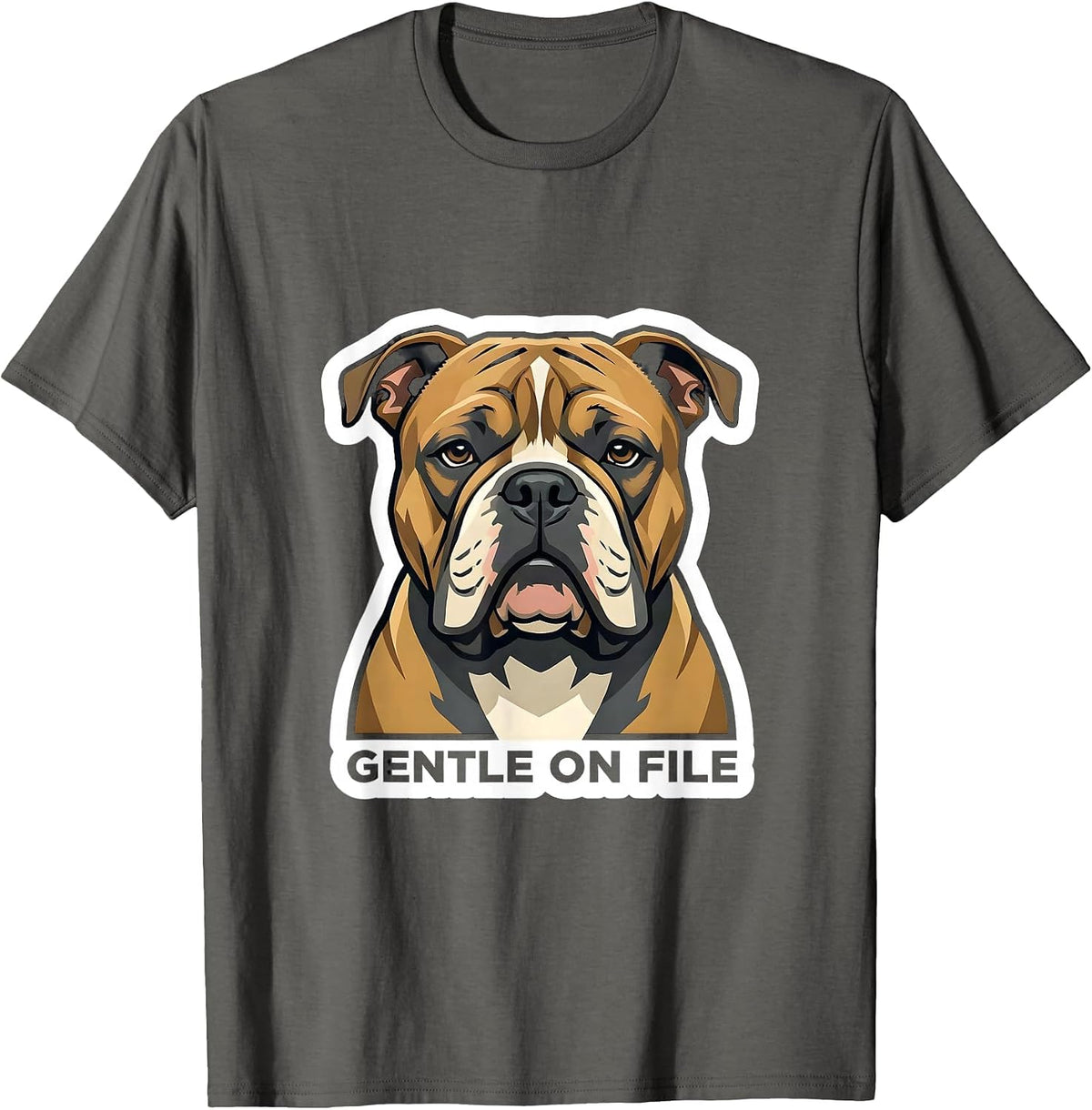 Men's Gentle On File Funny Pitbull Dog Meme Humor T-Shirt - Asphalt Grey