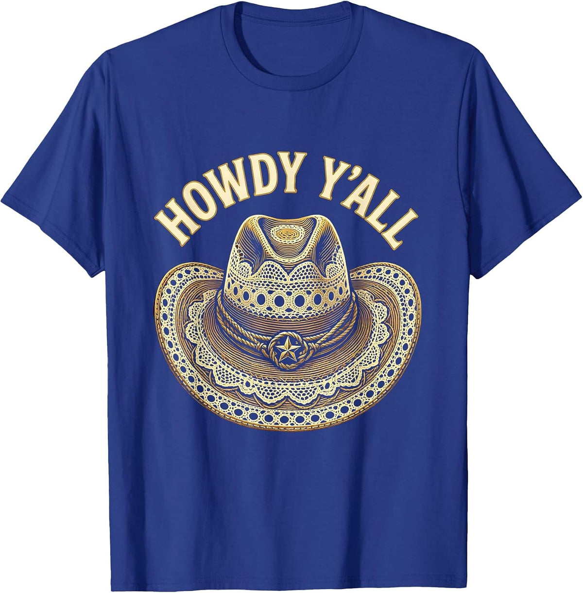 Men's Howdy Y'all Western Cowboy Graphic Design T-Shirt - Royal Blue