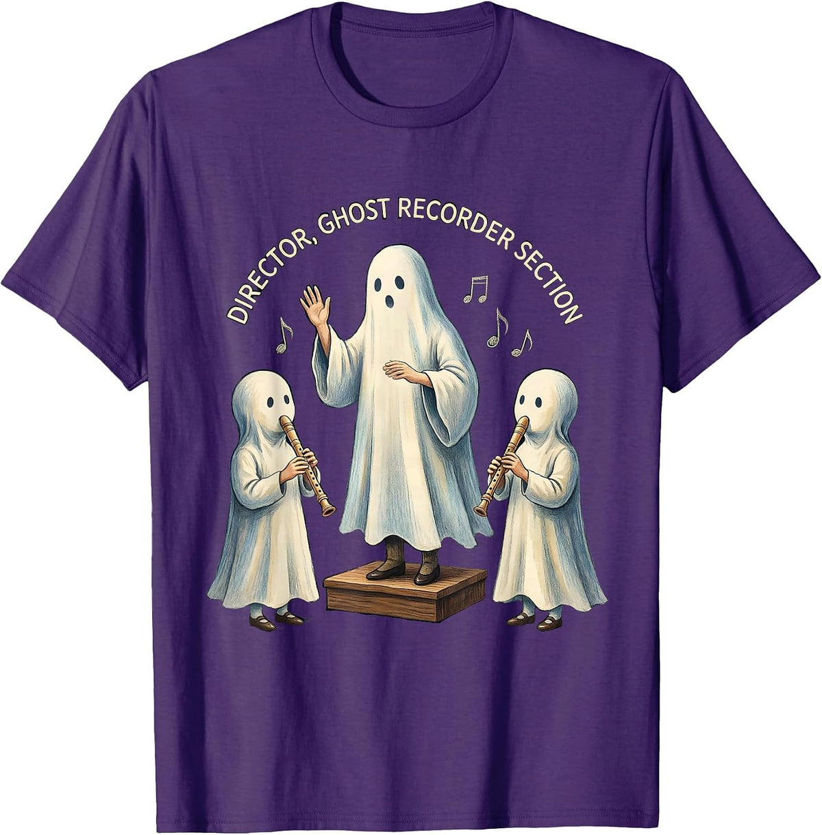 Men's Director, Ghost Recorder Section Whimsical Music Teacher T-Shirt - Purple