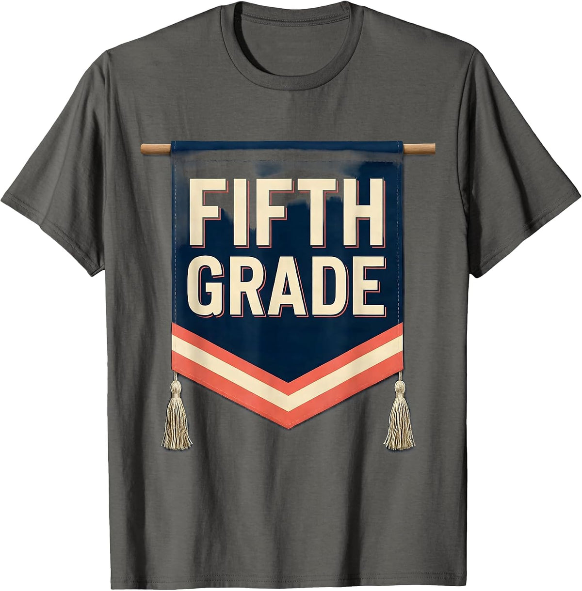 Men's Fifth Grade Cute Preppy Back To School Girls Pennant T-Shirt - Asphalt Grey