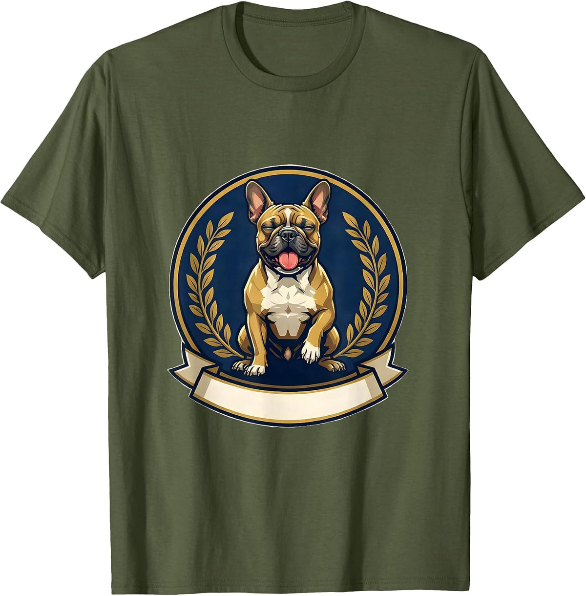 Men's Pittie Crest Pitbull Mom Dog Lover Emblem T-Shirt - Olive Green