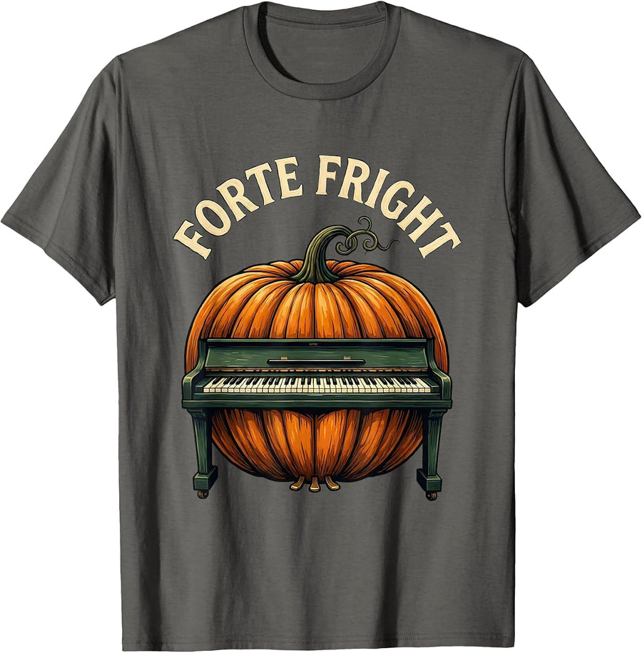 Forte Fright Folk Art Halloween Music Teacher Costume Humor T-Shirt - Asphalt Grey