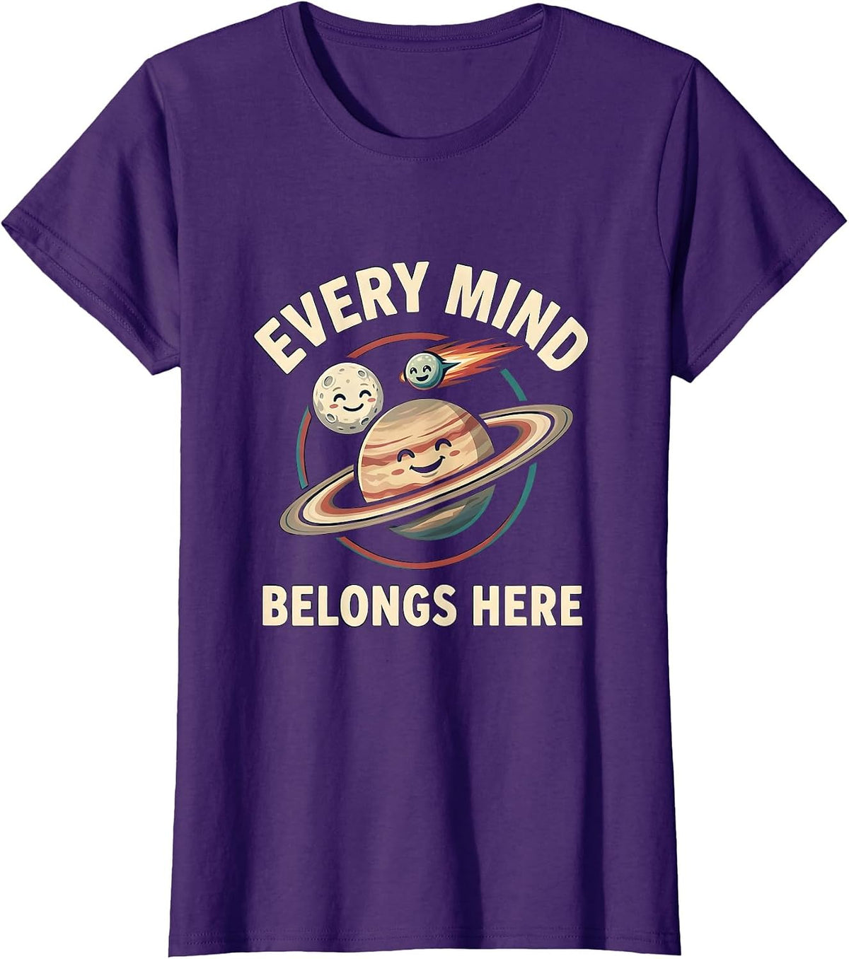Women's Every Mind Belongs Here Neurodiverse Universe Special Ed T-Shirt - Purple
