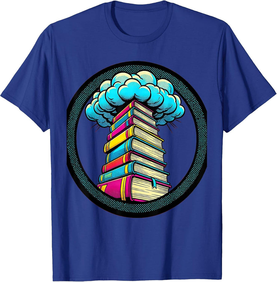 Neon Teacher Glowing Textbooks to the Clouds T-Shirt - Royal Blue