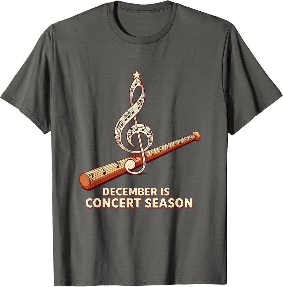 December Is Concert Season Festive Music Teacher Holiday T-Shirt - Asphalt Grey