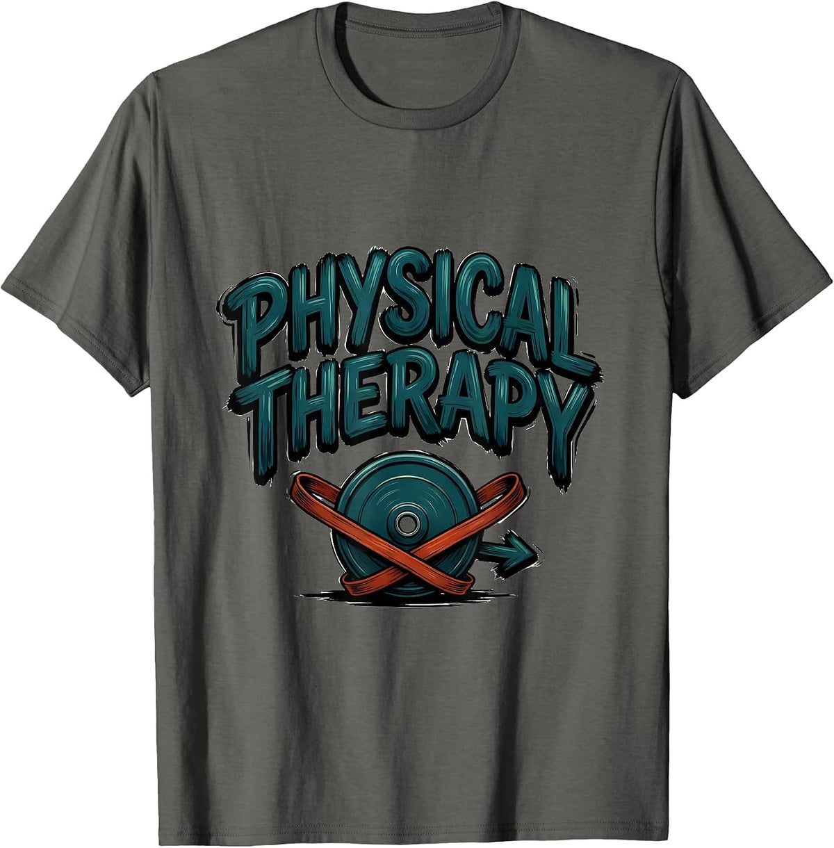 Men's Physical Therapy Retro Sign Painter Showcard Therapist Gift T-Shirt - Asphalt Grey