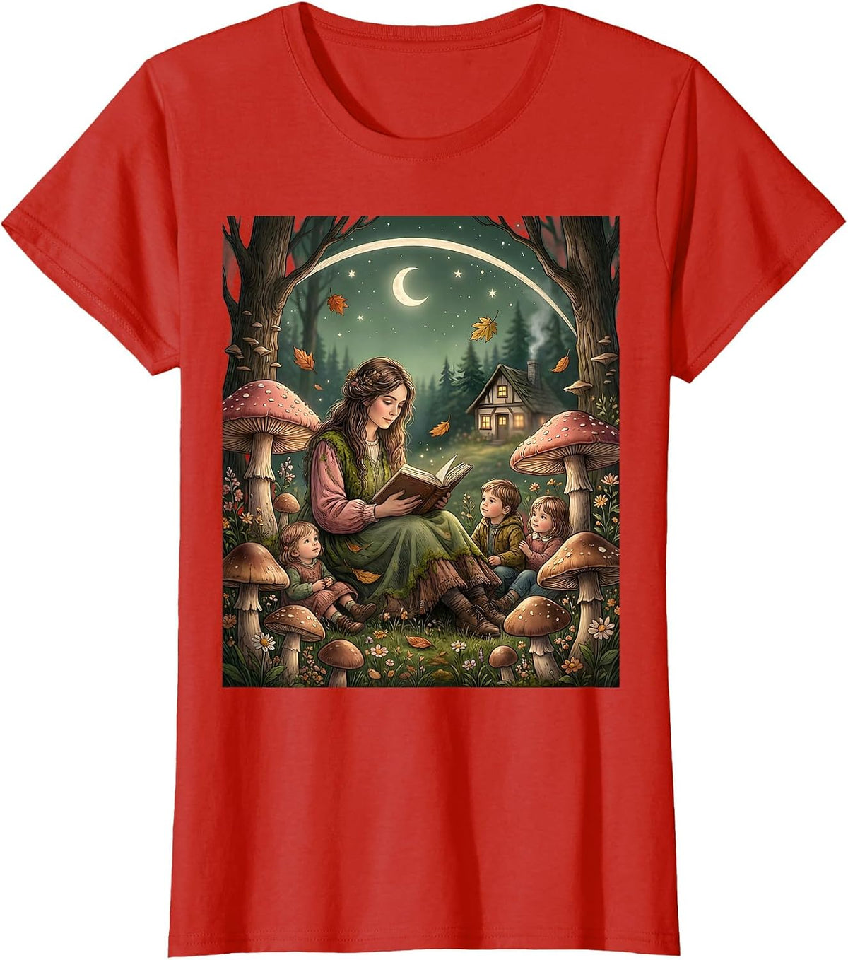 Elementary Teacher Reading Aloud Graphic T-Shirt - Red
