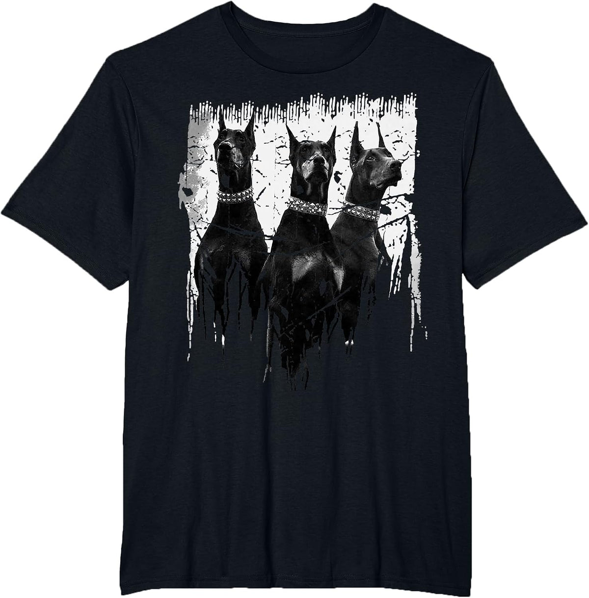 Doberman Pinscher Black and White Dog Lovers T-Shirt - Black