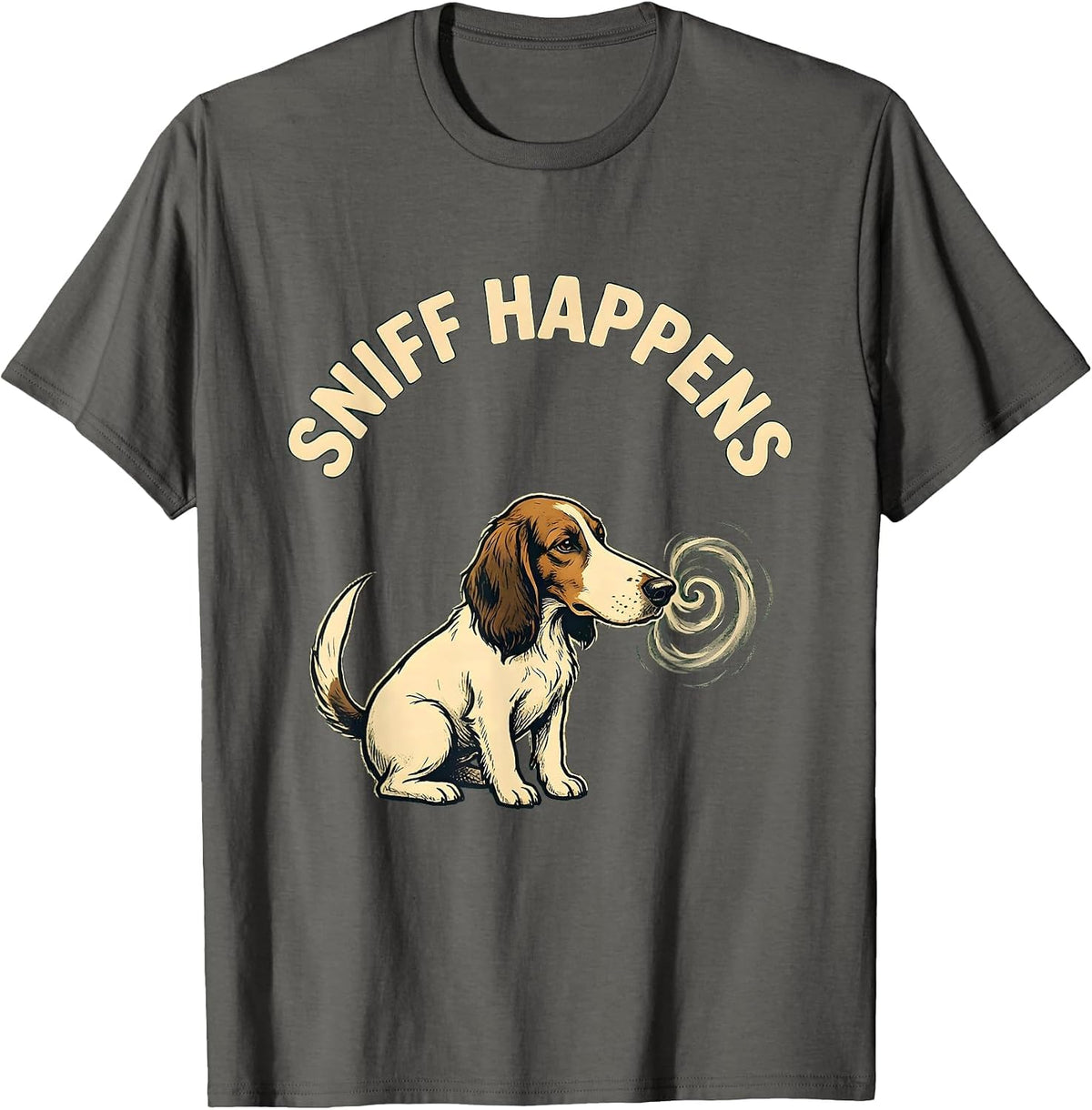 Men's Sniff Happens Funny Dog Lover Pitbull Humor T-Shirt - Asphalt Grey