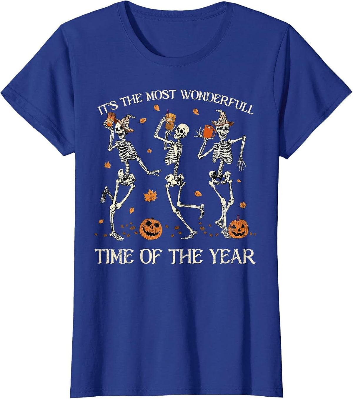 It's The Most Wonderful Time of The Year Skeleton Halloween T-Shirt - Royal Blue