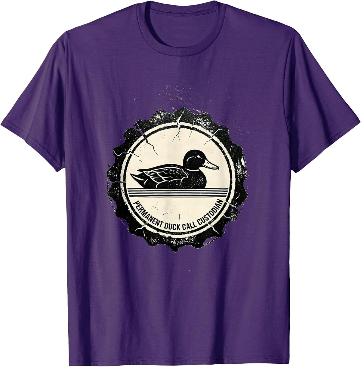Men's Permanent Duck Call Custodian Funny Duck Hunter Rubber Stamp T-Shirt - Purple