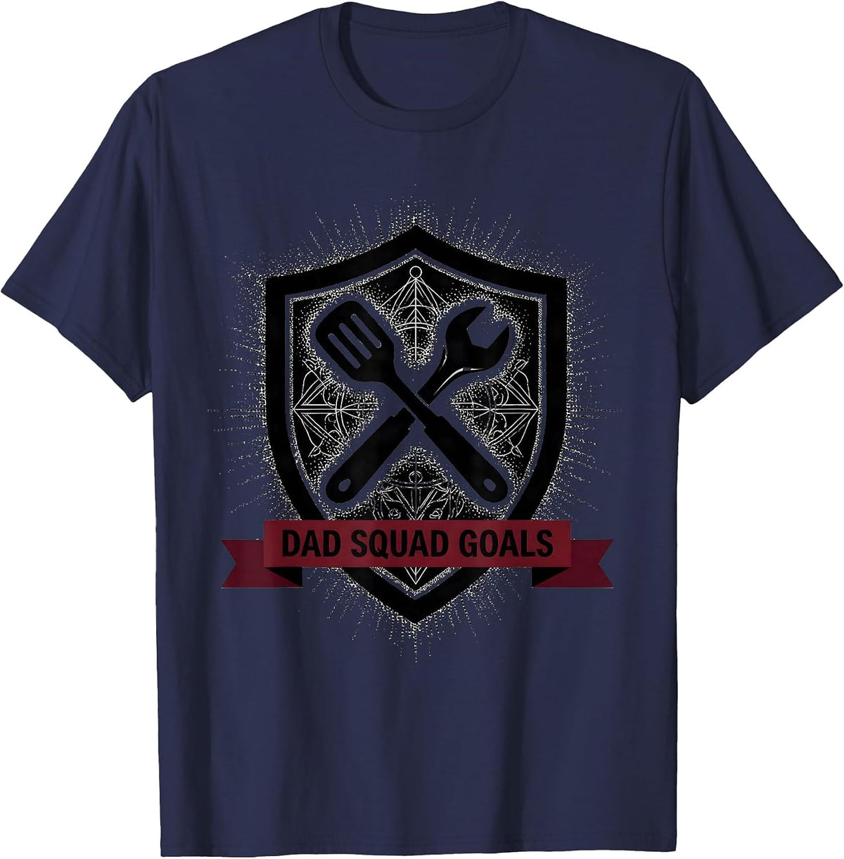 Dad Squad Goals Funny Father Design T-Shirt - Navy Blue