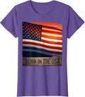 Born in the USA Patriotic Comfort Colors Design T-Shirt - Purple Heather