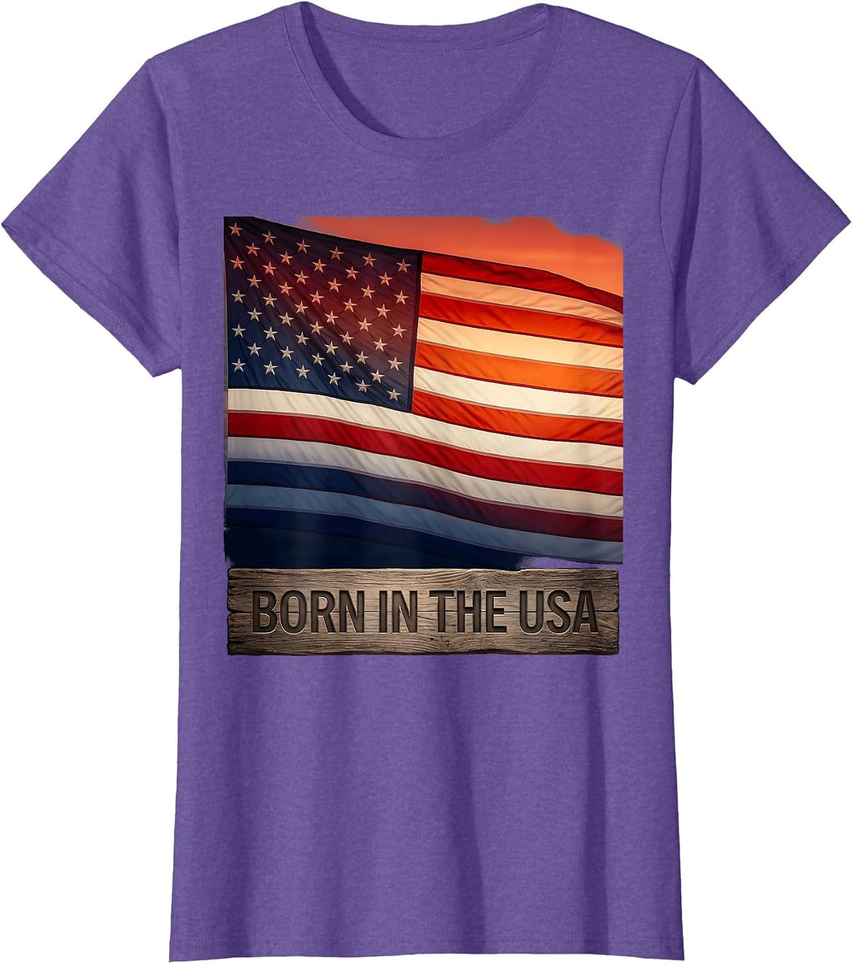 Born in the USA Patriotic Comfort Colors Design T-Shirt - Purple Heather