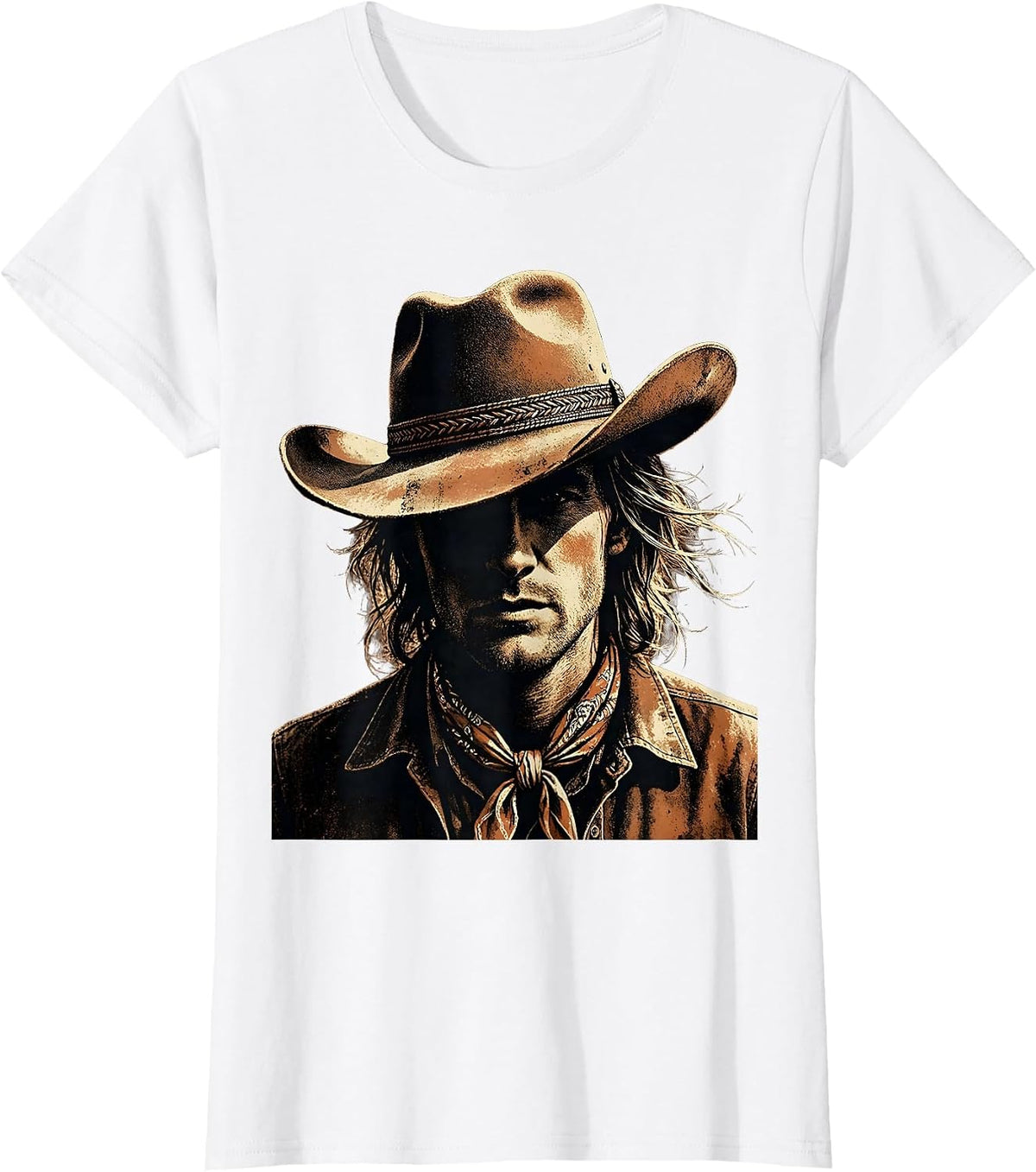 Cowgirl Hat Tilted Graphic Design T-Shirt - White