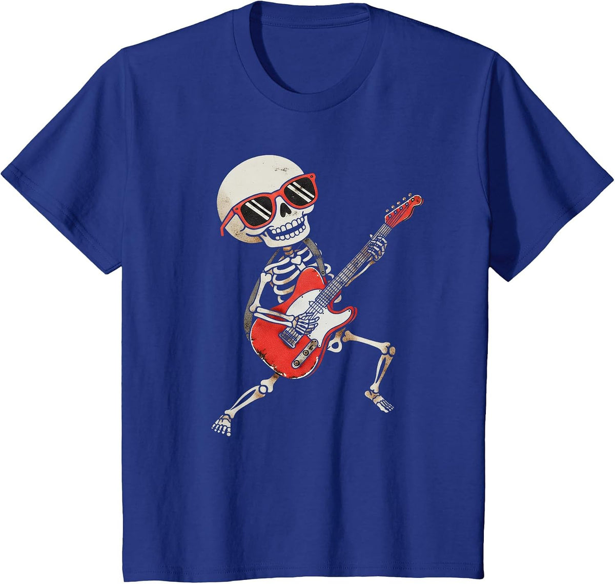 Funny Skeleton Playing Guitar Rock & Roll Boys Girls T-Shirt - Royal Blue