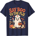Say Boo to The Flu Funny Ghost Halloween T-Shirt - Navy Blue
