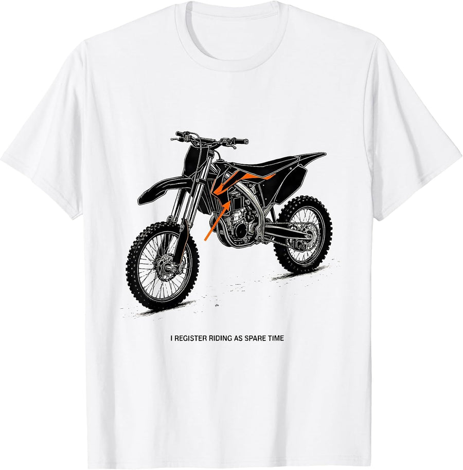 Men's I Register Riding As Spare Time Funny Dirt Bike Motocross T-Shirt - White