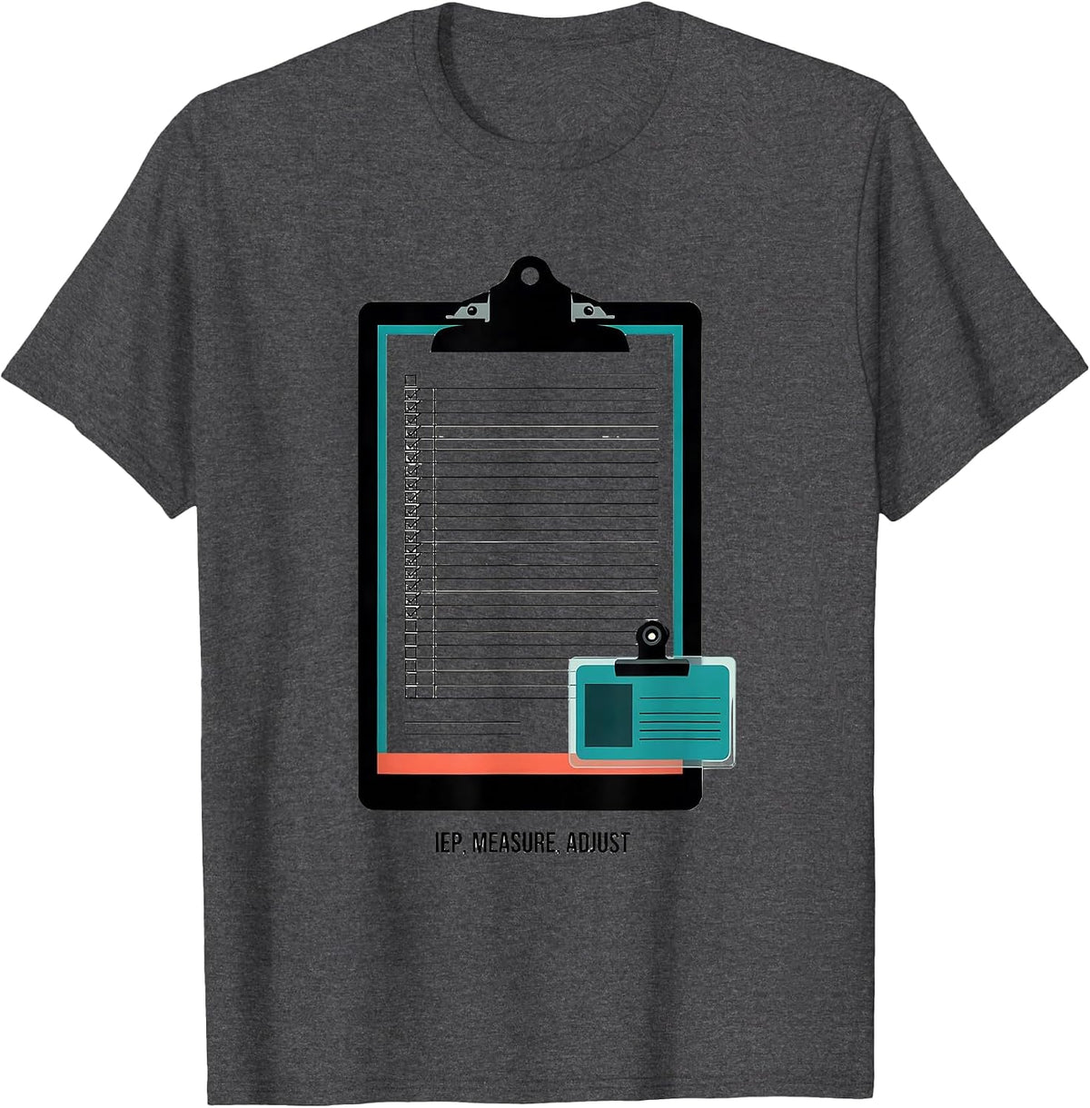 Men's IEP Measure Adjust Flat Vector Special Ed Teacher Humor T-Shirt - Dark Heather Grey