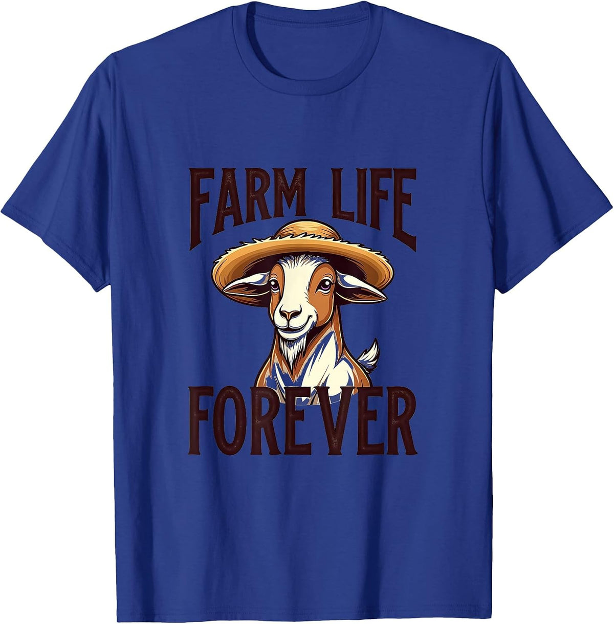 Farm Life Forever Goat Lover Graphic Design T-Shirt - Royal Blue