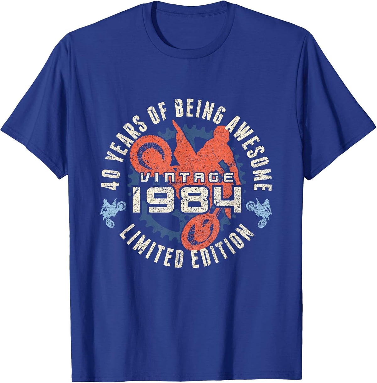 Vintage 1984 Motocross Racer Dirt Bike Rider 40th Birthday T-Shirt - Royal Blue
