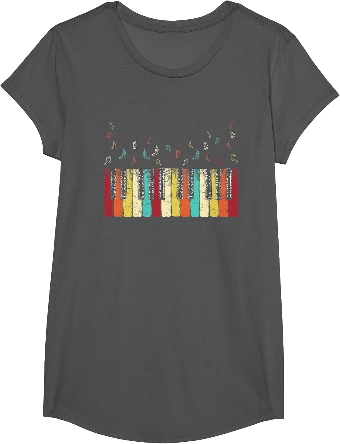 Vintage Retro Piano Keyboard Shirt for Men Women Girls Piano T-Shirt - Girls Asphalt Grey