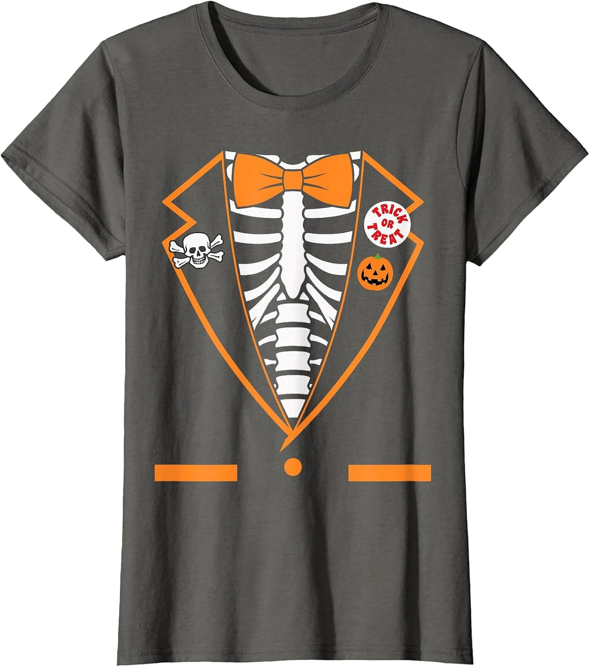Halloween Costume Funny Skeleton Tuxedo T-Shirt - Asphalt Grey