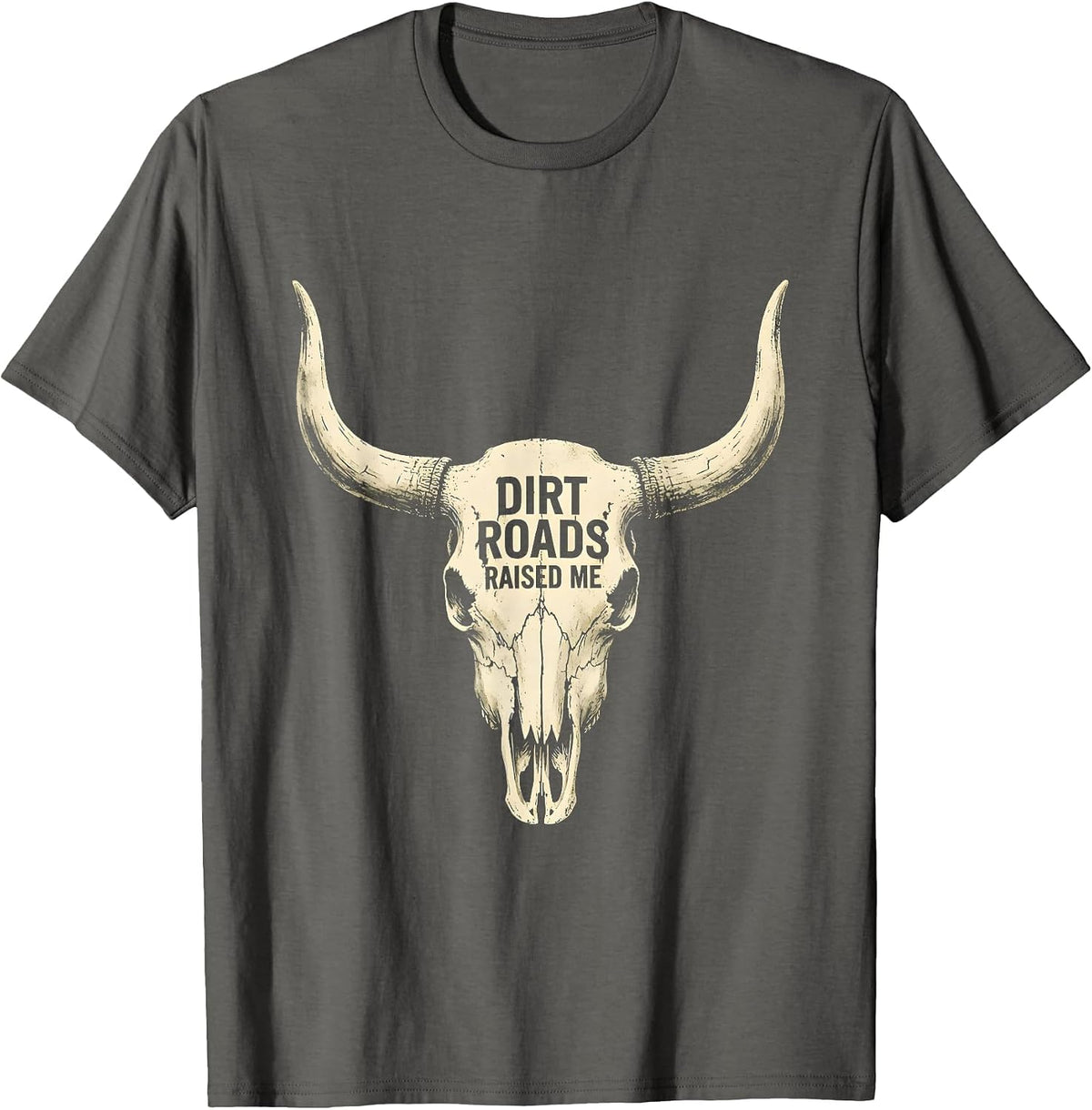 Dirt Roads Raised Me Country Girl Design T-Shirt - Asphalt Grey