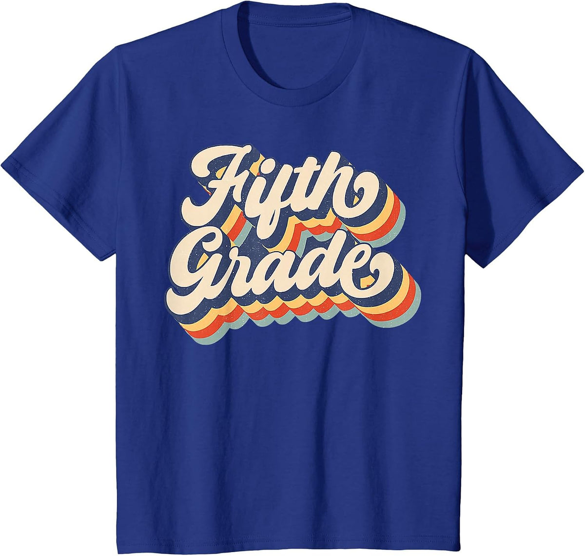 Retro Sunset Fifth Grade Teacher & Student Back to School T-Shirt - Royal Blue
