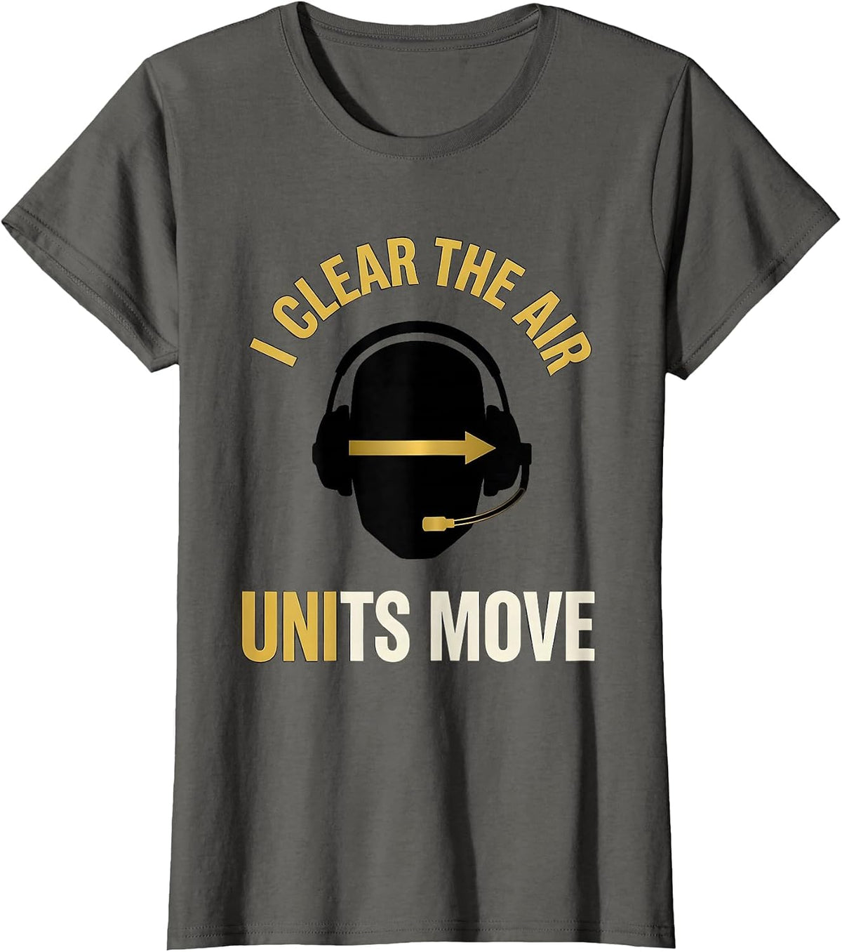 Women's I Clear The Air Units Move Thin Gold Line 911 Dispatcher T-Shirt - Asphalt Grey