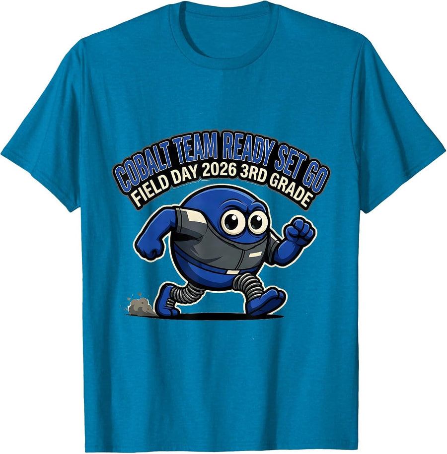 COBALT TEAM READY SET GO FIELD DAY 2026 3RD GRADE School T-Shirt - Sapphire Blue