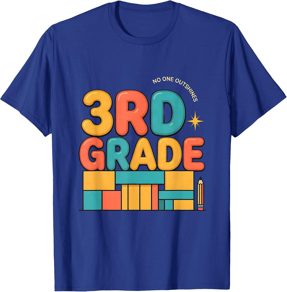 Men's No One Outshines 3rd Grade Funny Teacher Crew Back To School T-Shirt - Royal Blue