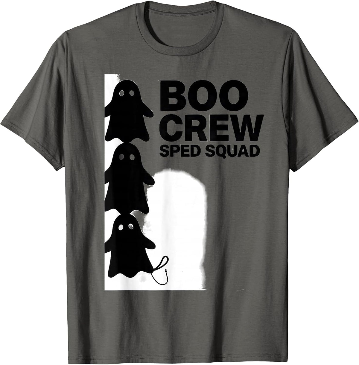 Boo Crew SPED Squad Para Normal Activities Halloween Teacher T-Shirt - Asphalt Grey