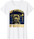Women's My Pitbull My Masterpiece Expressive Pitbull Portrait Art T-Shirt - White