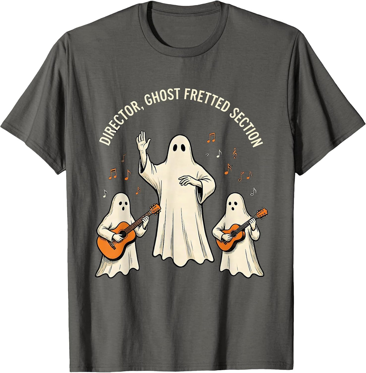 Director, Ghost Fretted Section Funny Music Teacher Ghost T-Shirt - Asphalt Grey