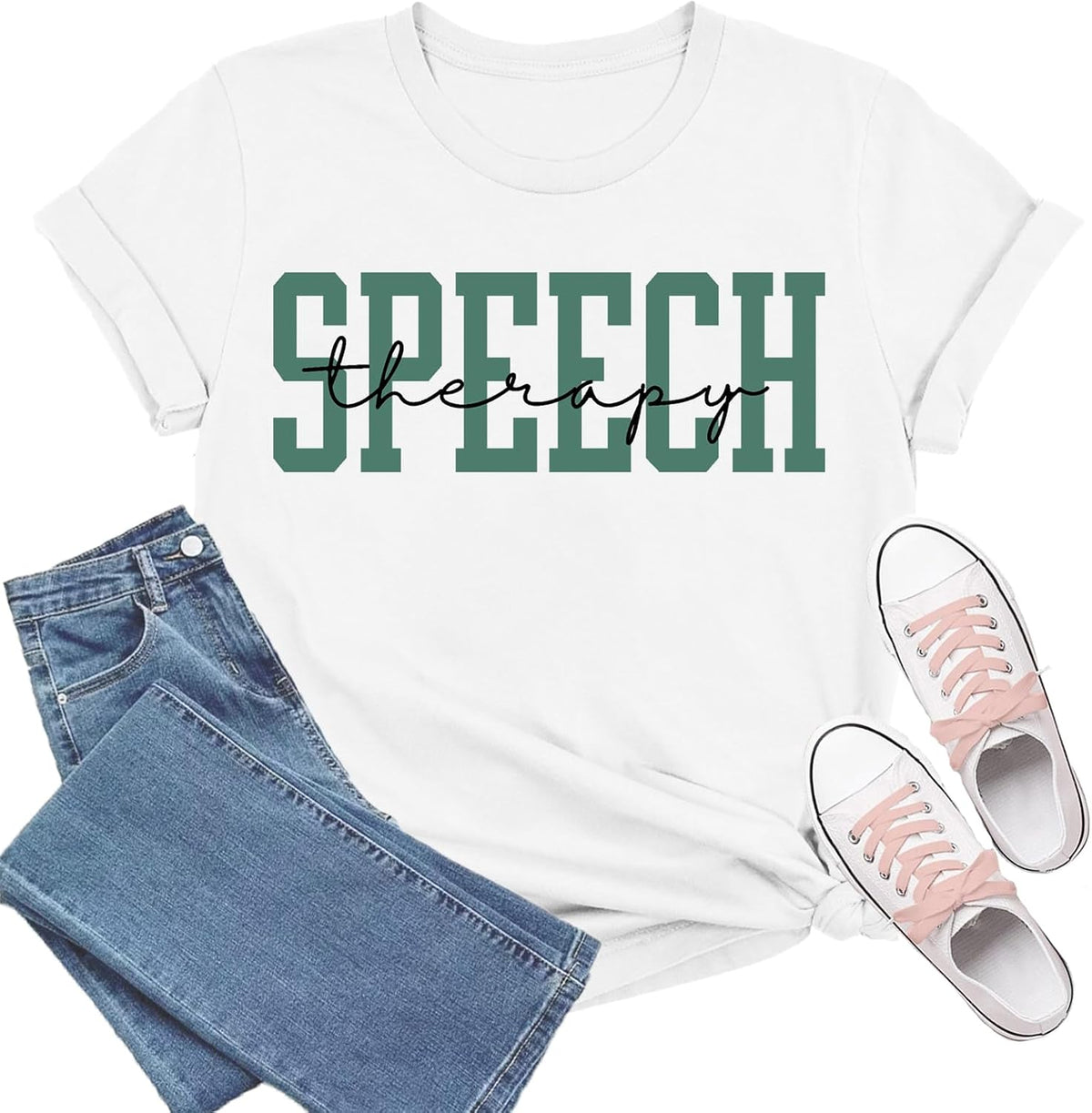 Speech Therapy Shirt for Women Speech Language Pathologist Shirts Therapist Tee Tops - White