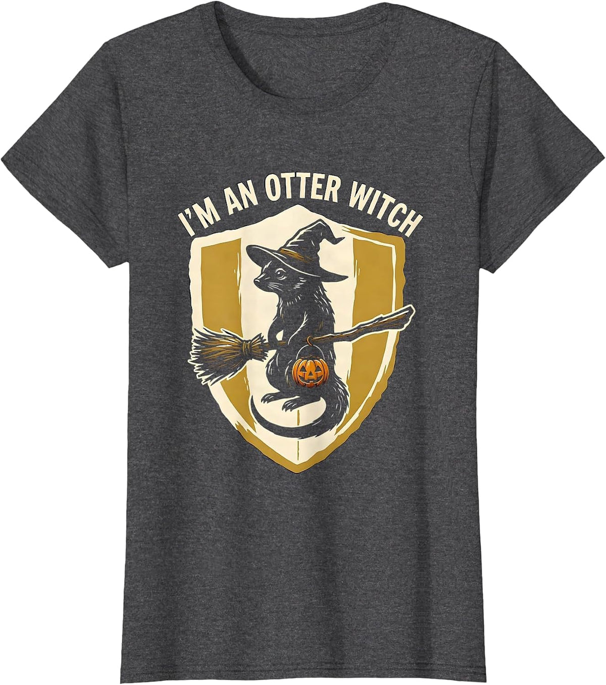 Women's I'm An Otter Witch Whimsical Halloween Animal Costume T-Shirt - Dark Heather Grey