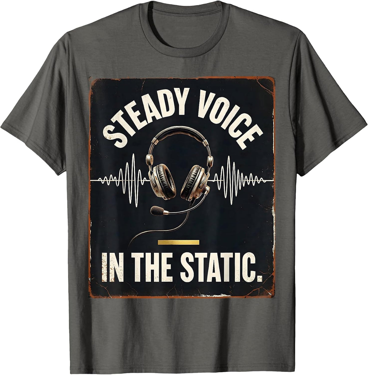 Men's Steady Voice In The Static Distressed 911 Dispatcher Thin T-Shirt - Asphalt Grey