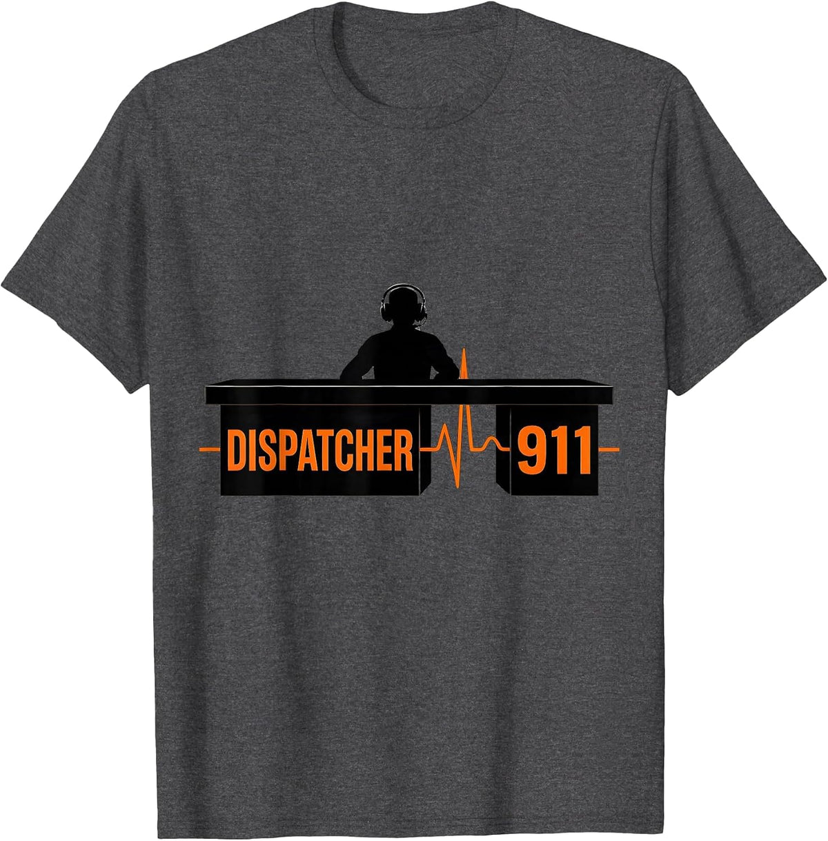 Dispatcher 911 Brutalist Graphic Occupation Humor T-Shirt - Dark Heather Grey