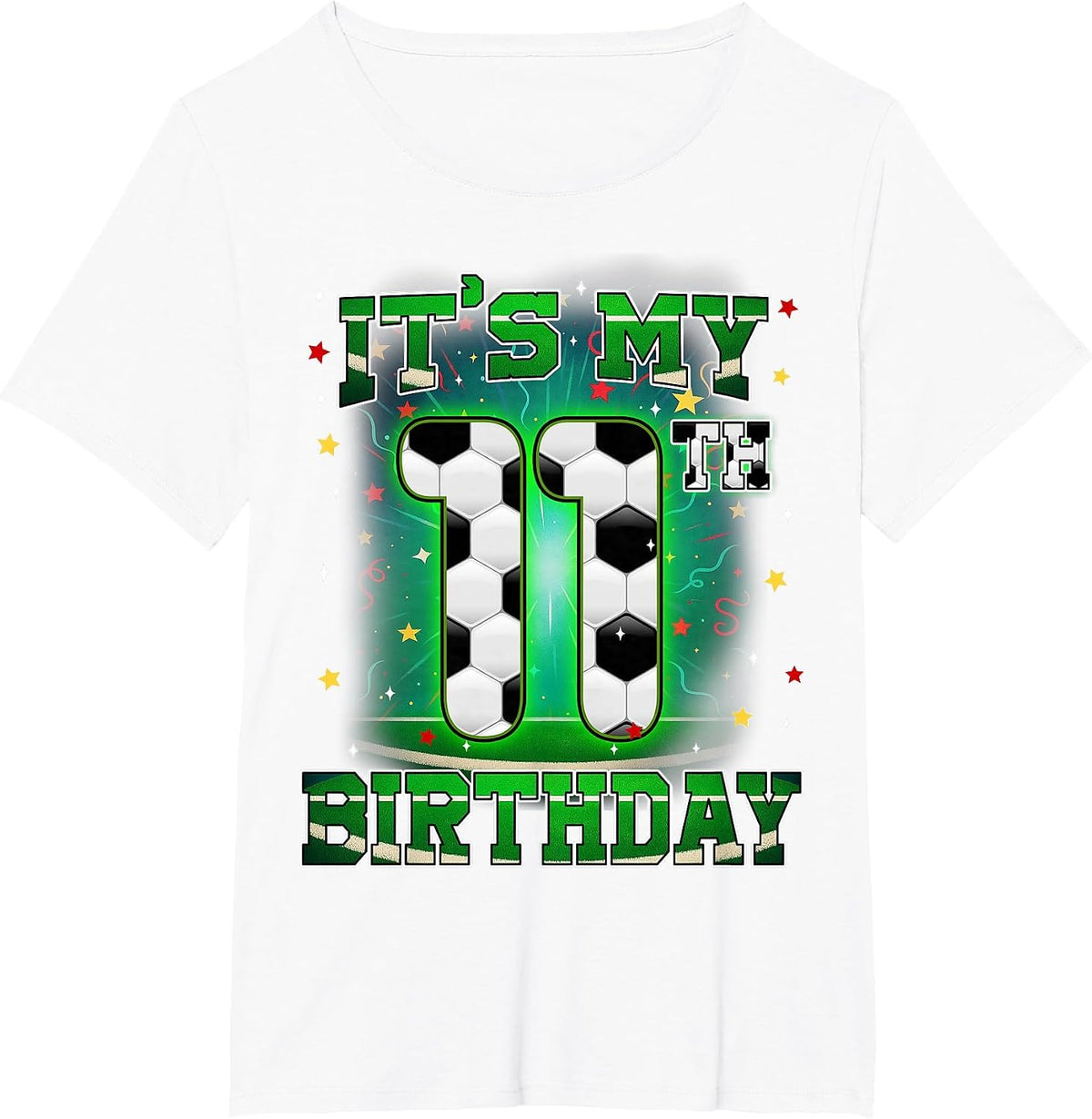 Its My 11th Birthday Boy Soccer 11 Years Old Party Matching T-Shirt - White