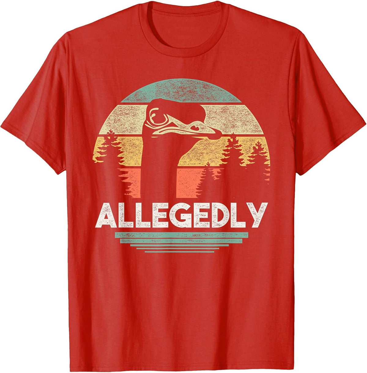 Allegedly Ostrich T Shirt Funny Bird Lover T-Shirt - Red