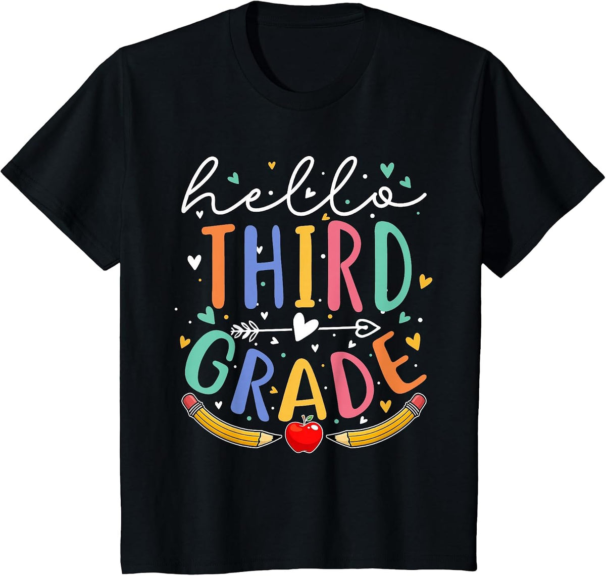 Hello 3rd Grade Tshirt Third Grade Back to School T-Shirt - Black