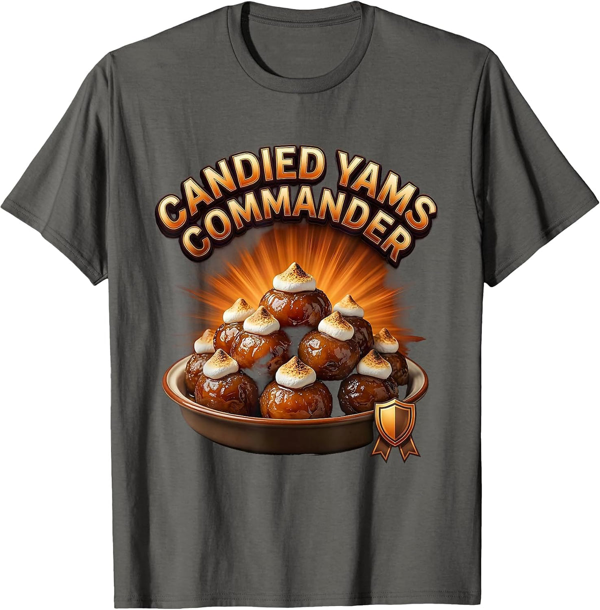 Candied Yams Commander Bootleg 90's Rap Rock Vintage Funny T-Shirt - Asphalt Grey