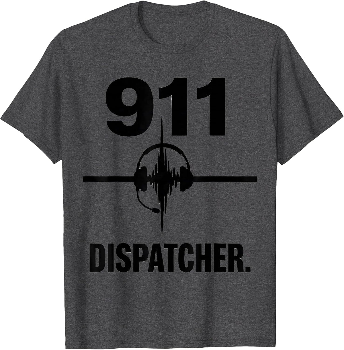 911 Dispatcher Emergency Services Worker Pulse Line Identity T-Shirt - Dark Heather Grey