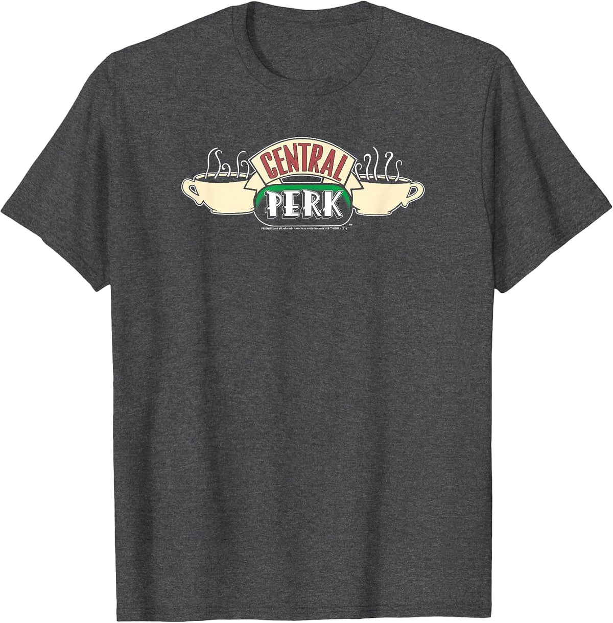 Friends Central Perk Coffee Cup Logo T-Shirt - Dark Heather Grey