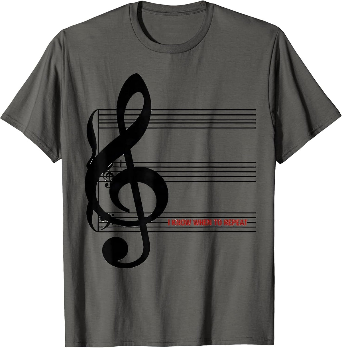 Men's I Know When To Repeat Funny Music Lover Pianist Humor T-Shirt - Asphalt Grey