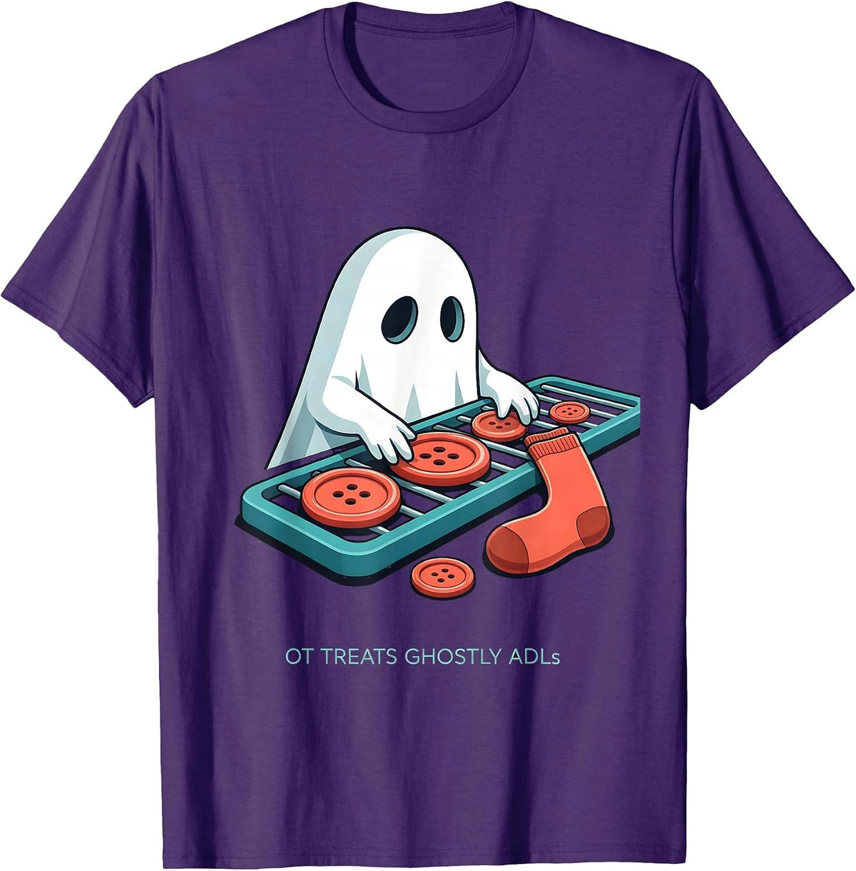 Men's OT Treats Ghostly ADLs Funny Occupational Therapy Halloween T-Shirt - Purple